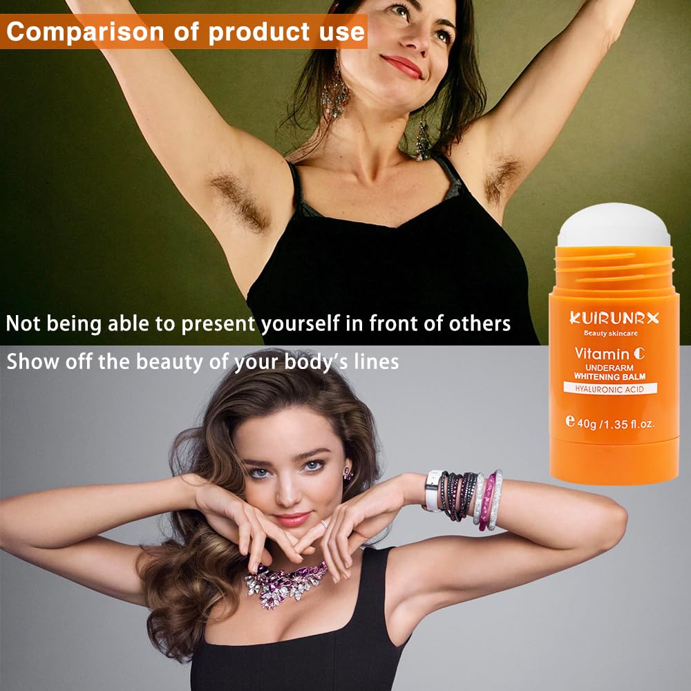 KUIRUNRX® Vitamin C Lightening Balm, Underarm Sweat Cream, Armpit Odor Cream, Corrector for Dark Spots, Brightens the Skin and Nourishes the Skin for Elbows (40G)