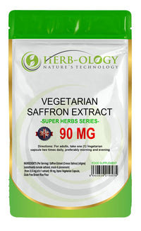 Herb-ology.co.uk Nature's Technology Herb-Ology Saffron Supplement | 60 Saffron Capsules (from 4:1 Extract) - 90mg Per Serving | High Strength | Non-GMO, Gluten, Dairy & Allergen Free | Manufactured in The UK