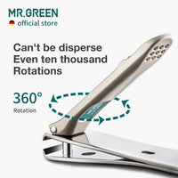 MR.GREEN Nail Clippers Curved Blades Fingernail Cutter Nippers Manicure Scissors Stainless Steel Pedicure Tools with Nail Flies (Large)