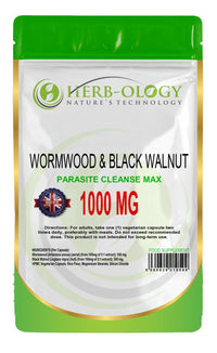Herb-ology.co.uk Nature's Technology HB Wormwood | 120 Wormwood Black Walnut Capsules - 500mg Wormwood Herb & 500mg Black Walnut per Serving | High Strength Wormwood Capsules | Non-GMO, Gluten & Allergen Free | Made in The UK