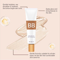 SHEBEEDO 2Pcs BB Blur Tinted Moisturizer with Brush, BB Cream Tinted Moisturiser, BB Tinted Moisturiser Spf30+, BB Cream Tinted Moisturizer with Broad Medium Spectrum，Hydrates & Smooths Your Skin(Natural)
