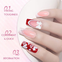 Generic 24PCS Heart & Bow French Tip Press on Nails – Long Square Full Cover Reusable False Nails with Glue – Cute Stick on Nail Set for Women and Girls