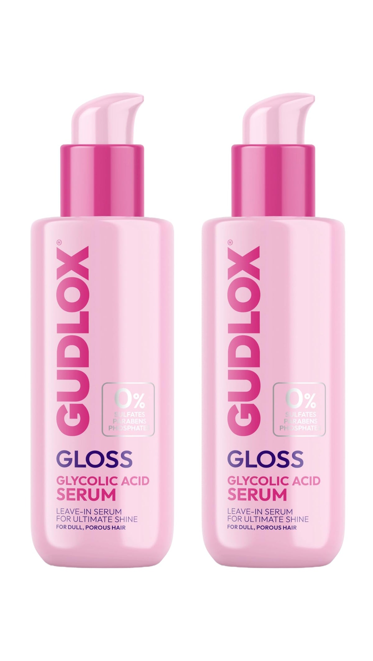 GUDLOX Gudlox Hair Gloss Serum with Glycolic Acid, Heat Protection, Shine Treatment, 150ml 2-Pack