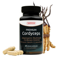 DOYCH Potent Cordyceps Mushroom Capsules 1400 mg Performance Booster - Bioactive Cordyceps Sinensis Extract with 40% Polysaccharides & Beta Glucan - 60 Organic Mushroom Capsules by Doych