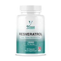 Vinco Supplements Vinco Resveratrol 1000mg, 60 Capsules - 100% Pure Trans-Resveratrol Supplement for Cellular Health and Cardiovascular Wellness - Non-GMO & Gluten Free - Made in The UK