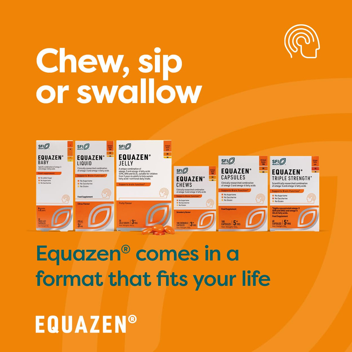 Equazen® Omega 3 & 6 Chews for Kids, Brain & Cognitive Support, DHA, EPA & GLA, Clinically Researched 9:3:1 Formula, Strawberry Flavour, Halal Certified, Age 3+, 360 Pack