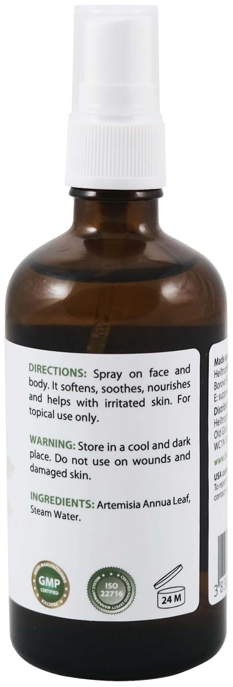 Sweet Wormwood Hydrosol - Hydrolat 3.4 fl. oz. - 100 ml | 100% Natural ingredients Hydrolate | Rehydrate Refresh Soothe your skin | Heiltropfen®