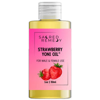 Sacred Remedy StrawberryYoni Oil Potent, Hydrating, Moisturising Lotion Oil. 100% Natural & Vegan. Reduces Friction, Chaffing & Dryness. Balances PH Level & Fresh Scent with Vitamin E (50ml)