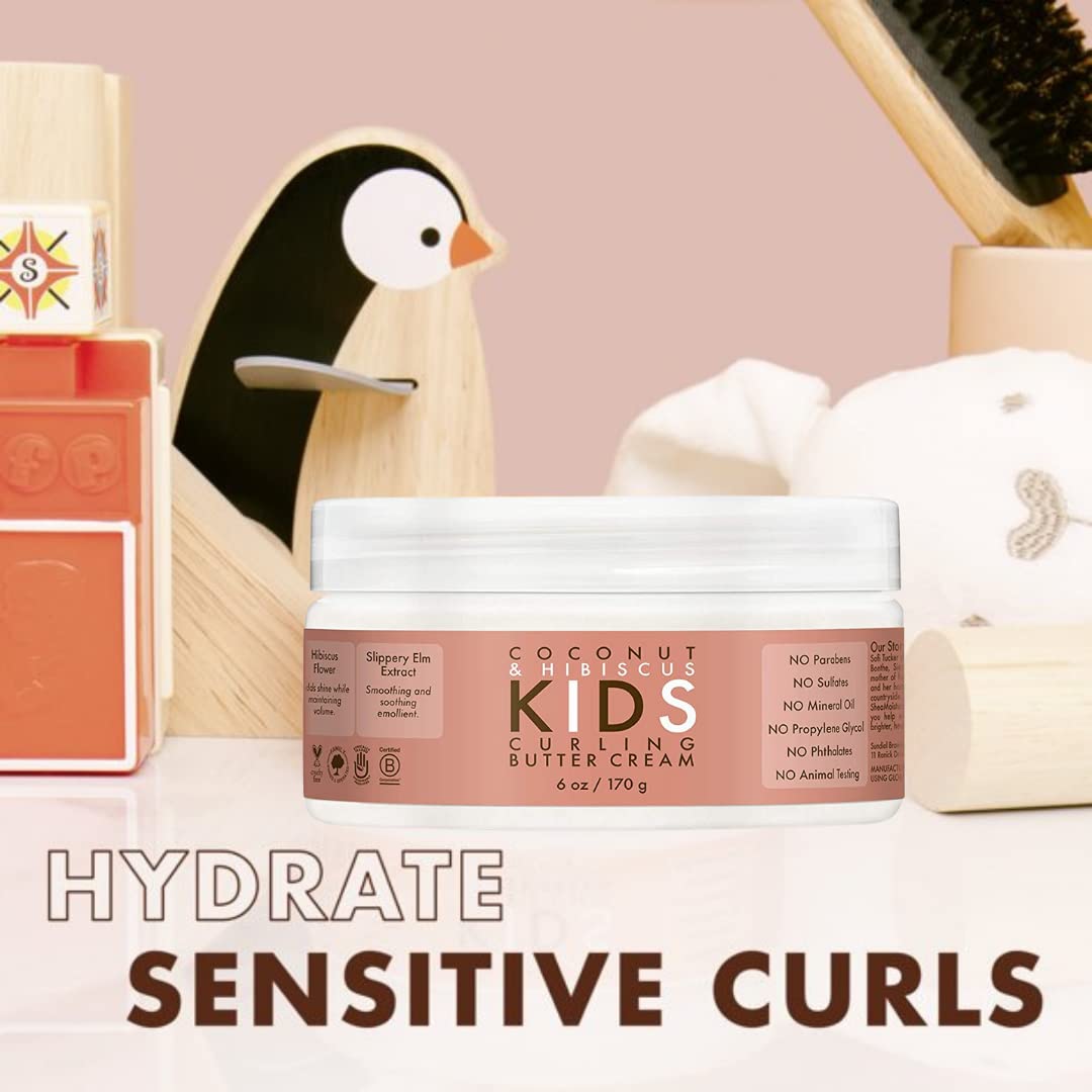 SHEA MOISTURE Shea Moisture Coconut & Hibiscus Kids Combo Pack - Includes Kids Curling Butter Cream, 6 Oz & Kids Curl & Shine 2-in-1 Shampoo & Conditioner, 8 Oz