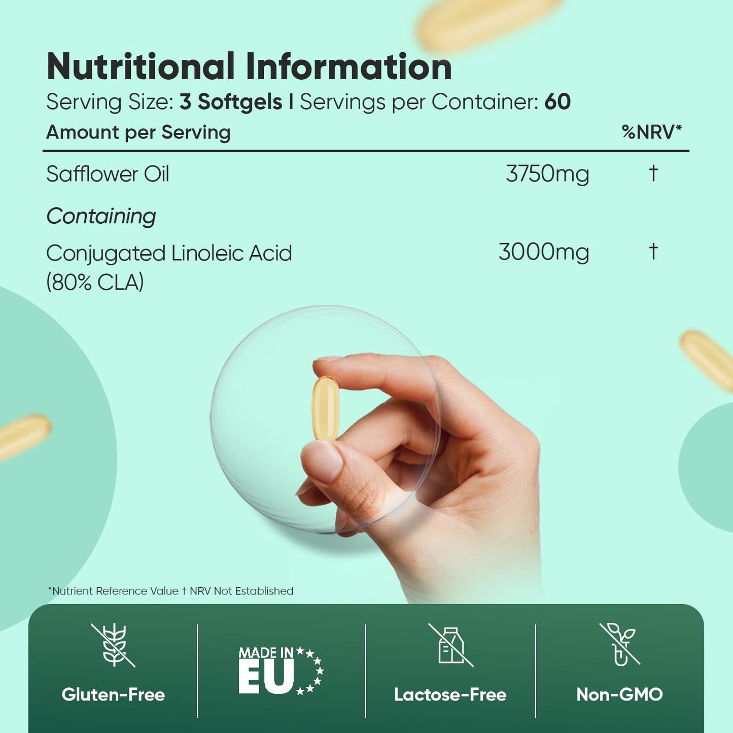 WeightWorld CLA Supplement 3000mg - 180 Vegan Softgels - 2 Months Supply - Pure from Natural Safflower Oil - Containing Conjugated Linoleic Acid (80% CLA) - Gluten-Free, Vegan & Non-GMO - Made in EU