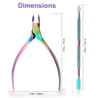 TOPNPEKO Cuticle Cutter with Cuticle Pusher, 2pcs Premium Stainless Steel Cuticle Removal Tool, Upgraded Sharp Edge, Built-in Spring Manicure Set for Fingernails & Toenails