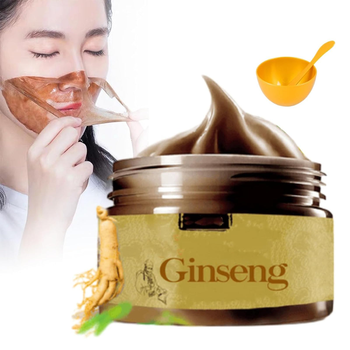 Heyzeibo Hana Ginseng Face Mask,2024 New Korean Hana Ginseng Peel off Face Mask,Herbal Refining Peel-Off Facial Mask,Ginseng Mask Korean,Hana Ginseng Mask For Shrink Pores Improve Skin Vitality (1)