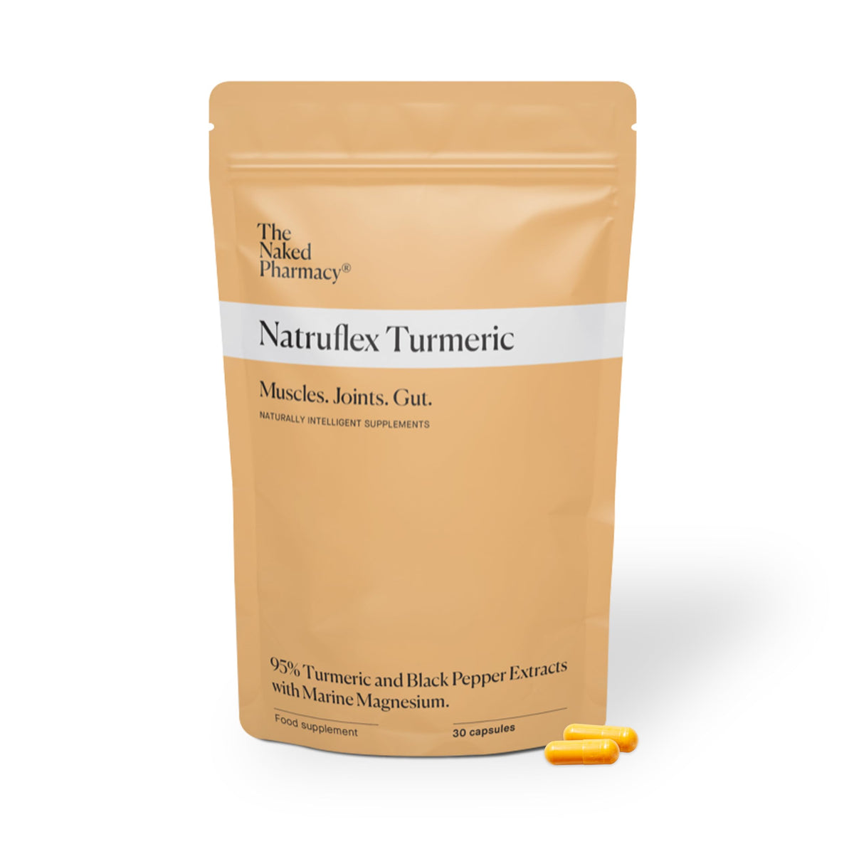 The Naked Pharmacy | Natruflex | Joint & Muscle | Aids Sports Performance | Natural Turmeric and Black Pepper Capsules | High Strength | No Additives | Vegan | 30 Capsules