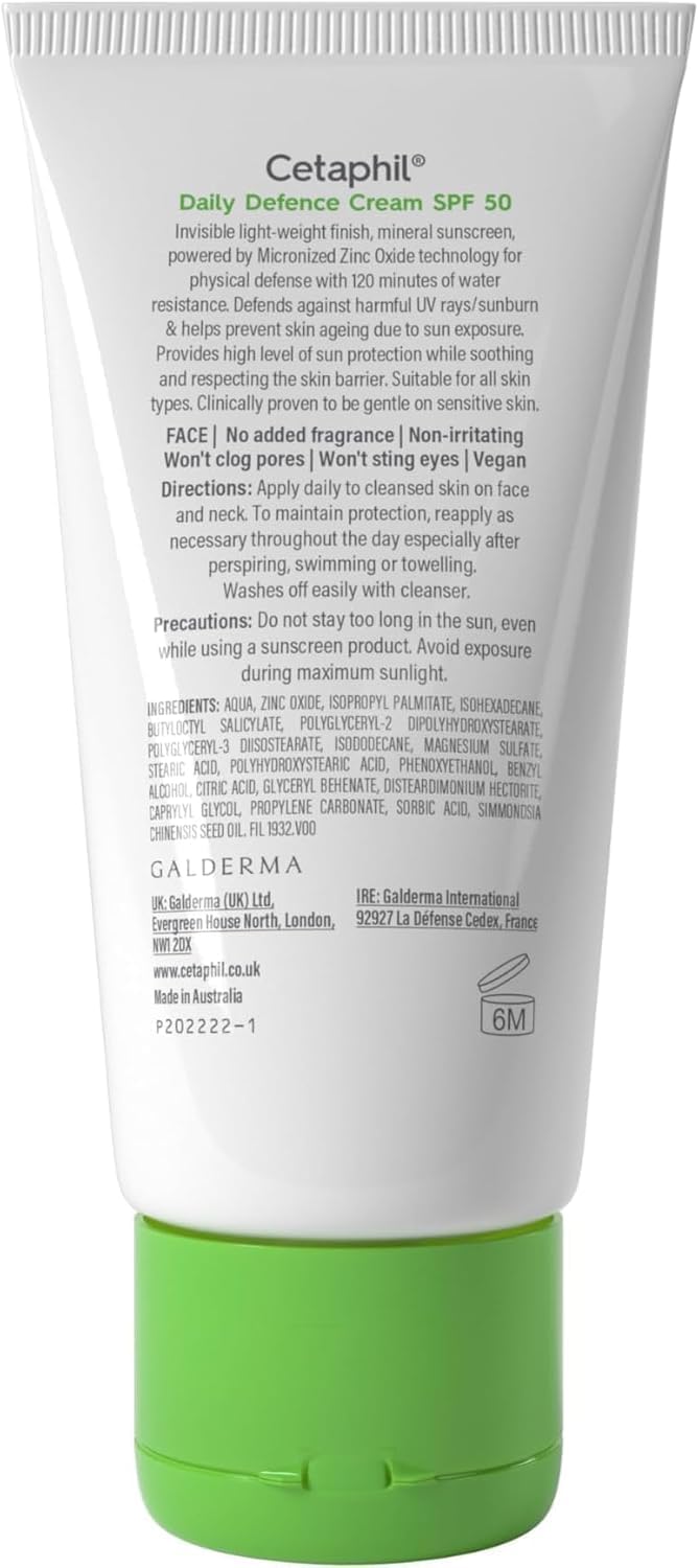 Cetaphil Daily Defence SPF for Sensitive Skin, SPF 30 Moisturiser/SPF 50 Mineral Sunscreen