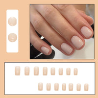 Ceboic 24Pcs Short Square False Nails Nude Pink Press on Nails French Pure Colour Fake Nails Kit Full Cover Acrylic Nails Tip Glossy Stick on Nails for Women Girls Nail Art Decorations