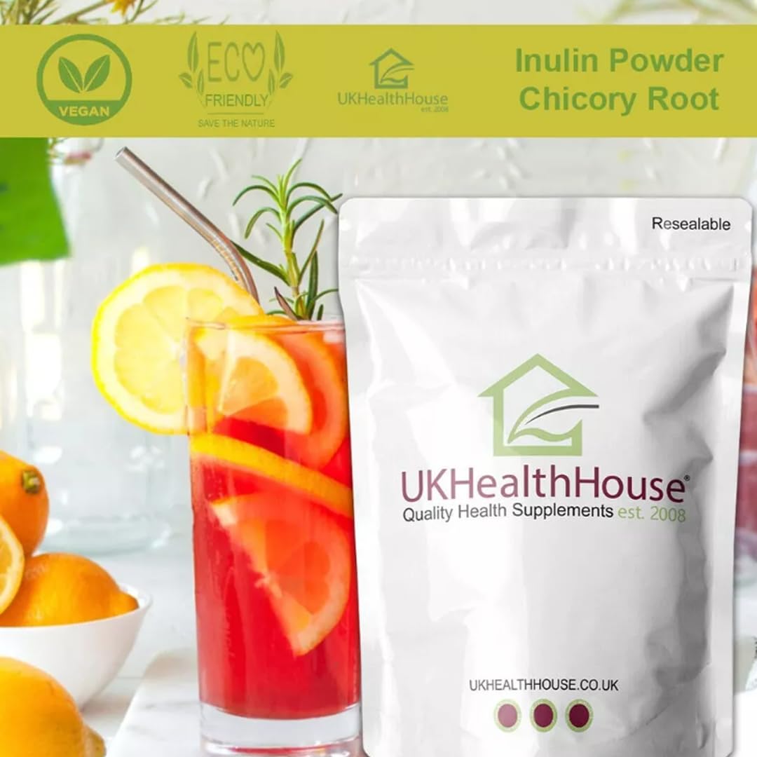 UKHealthHouse Prebiotic Inulin Fibre Powder High Grade Supplement Premium Chicory Root 100% Pure Inulin Highly Soluble Fructo Oligosaccharide (FOS) (2kg)