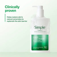 Simple Repair+ Facial Cream Cleanser pro-ceramides + hyaluronic acid restores dry and dehydrated skin from the first use 240 ml