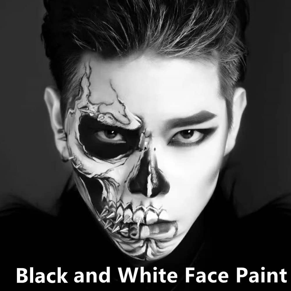 Go Ho Black and White Face Paint Palette,Cream Washable Formula Face Painting for Halloween Cosplay,Body Paint SFX Makeup Palette,Professional Skeleton Skull Makeup Palette