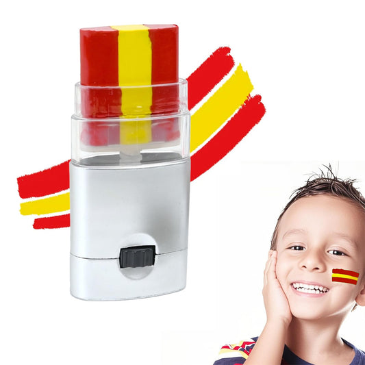 NoraGlaze Spain Flag Face Paint Stick - 3 Colors Red Yellow Red - Waterproof Washable Crayon Kit Twist-Up Design for Sporting Events Football Supporters National Festivals Safe for All Skins