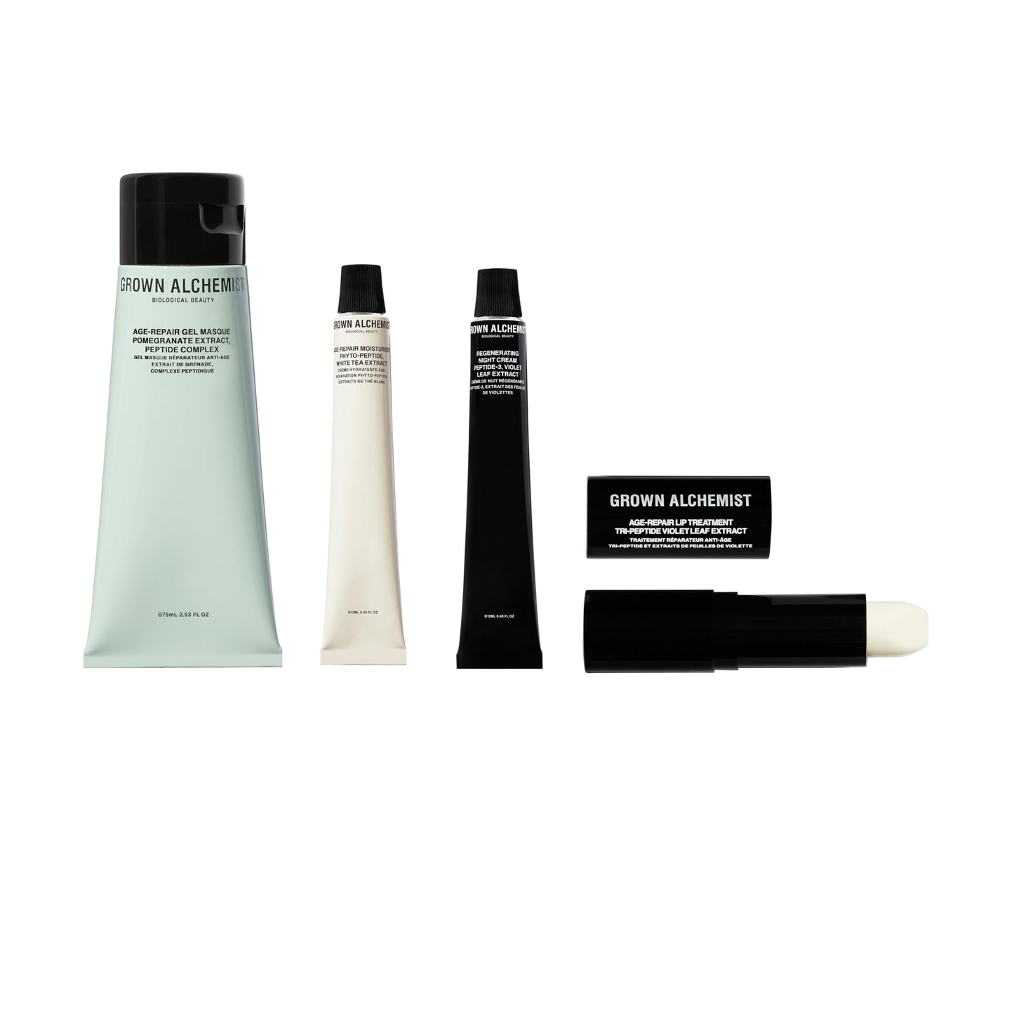 Grown Alchemist Age-Repair Skincare Kit - Skincare Set Gift Exclusive - Regenerating Vitamin C Night Cream 12 ml, Age-Repair Gel Face Mask, Anti Aging Face Moisturiser 12 ml, Age Repair Lip Care 12 ml
