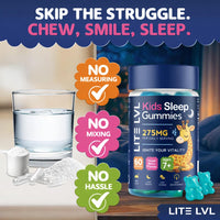 LITE LVL Kids Sleep Gummies Age 7+ | Calm & Relax Bedtime Gummies | Gentle Sleep Support with Camomile & Lemon Balm | Melatonin Free Formula | Mixed Berry Flavour | 60 Days Supply | LightLevel Kids