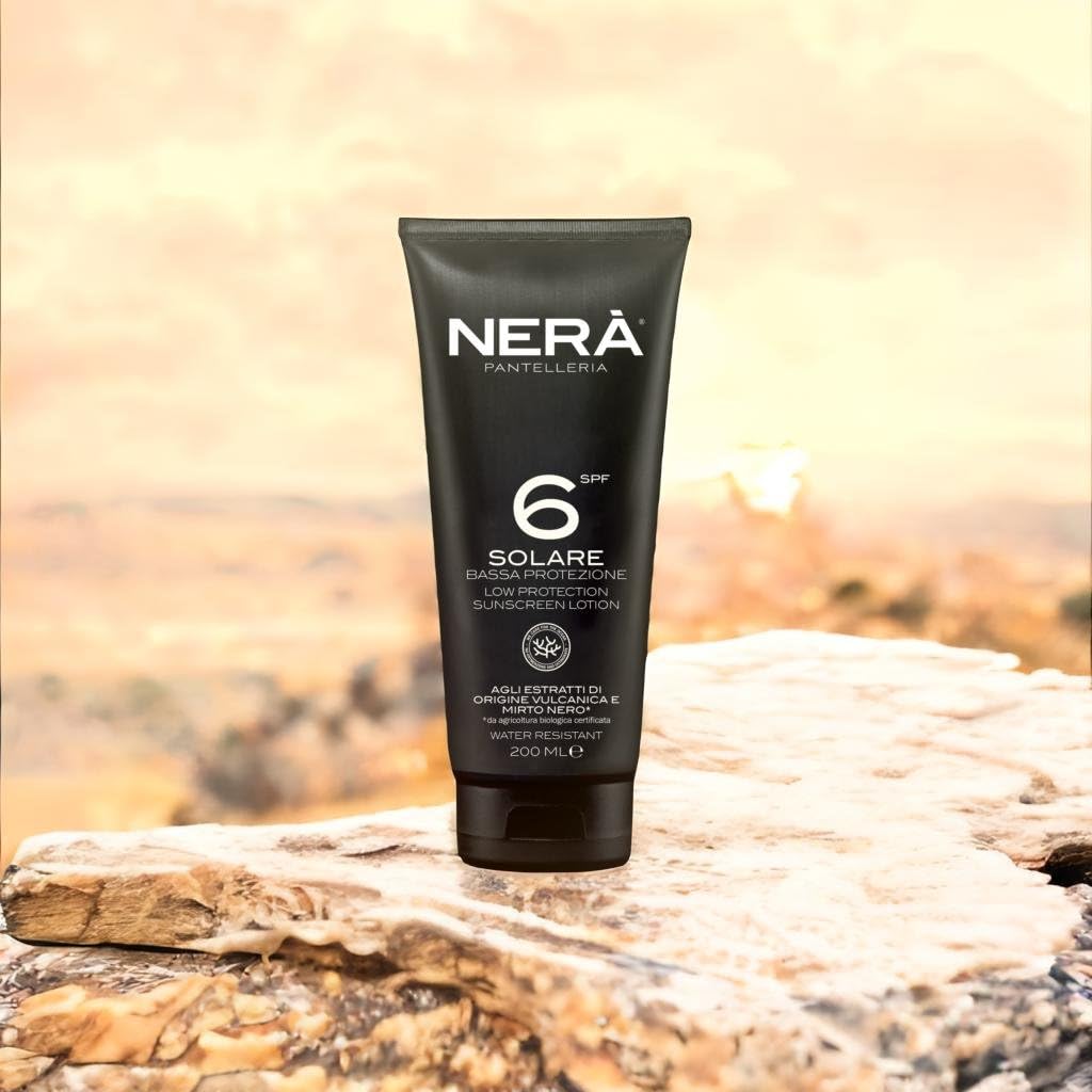 Nerà Pantelleria NERA Pantelleria SPF 6 Water Resistant Sunscreen Lotion: Low Protection 200ML Lotion with UVA & UVB Filters for Dehydration and Aging Prevention, Men and Women