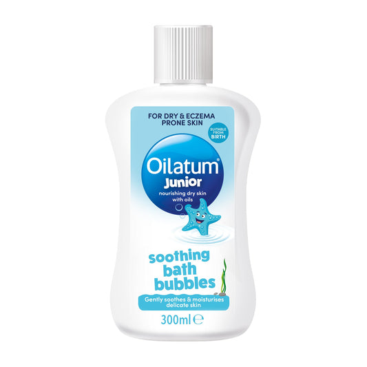Oilatum Junior Soothing Bath Bubbles, For Dry, Sensitive & Eczema-Prone Skin, Gentle Cleanser Soothes & Moisturise Delicate Skin, Everyday use for Babies & Children, Fragrance Free, 1 x 300ml
