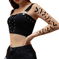 Tatodays black vampire flying bats tattoos temporary tattoos spiders ghosts scars women arm halloween realistic temp tatoo waterproof sp halloween tattoo (Bats)