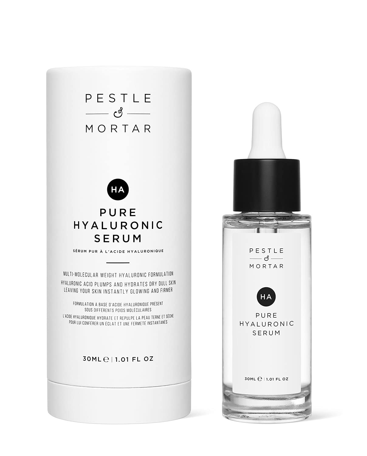 Pestle & Mortar 2% Pure Hyaluronic Acid Serum for face with Vitamin B5, Hydrating, Plump & Anti Ageing, Vegan & Cruelty-Free 30ml