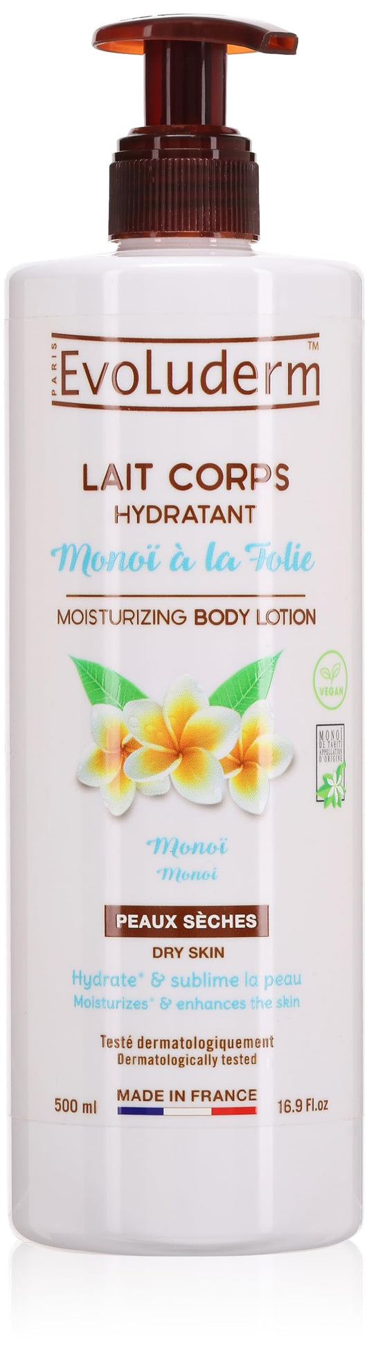 Evoluderm Lait Corps Hydratant Monoï a la Foil Moisturising Body Lotion 500 ml