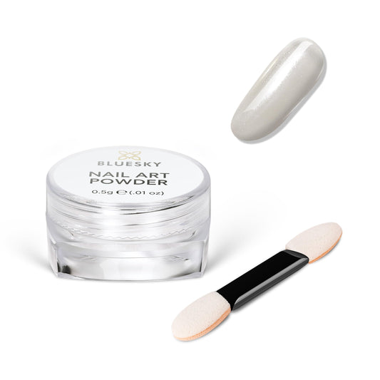 BLUESKY Bluesky Moonshine Nail Powder - Pearl White 5g - Pearlescent Chrome Powder, Glazed Donut Effect, Iridescent Powder for Nails