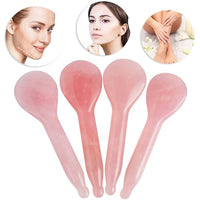 NewL Rose Quartz Jade Roller Real Jade Gua Sha Board Mushroom Massager Face Lifting Tool Facial Guasha Massage Tool (Spoon Shape)