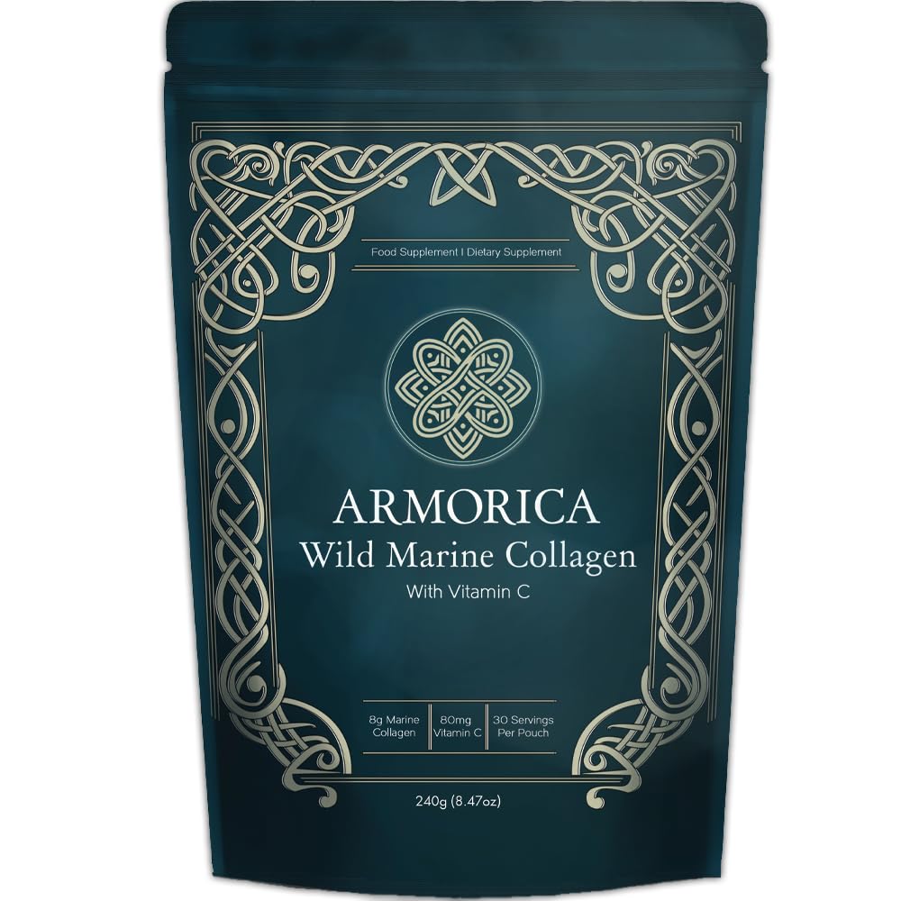 ARMORICA Marine Collagen Powder with Vitamin C – Hydrolyzed for Optimal Absorption | Unflavored & Easily Dissolves | Non-GMO & Microplastic Tested | Skin, Hair & Joint Support | 240g (30 Servings)