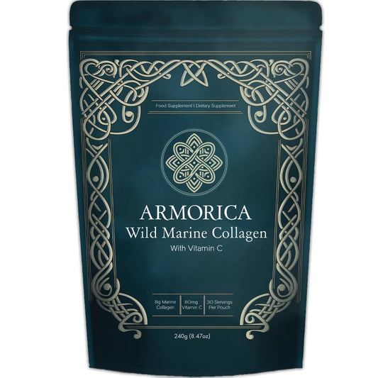 ARMORICA Marine Collagen Powder with Vitamin C – Hydrolyzed for Optimal Absorption | Unflavored & Easily Dissolves | Non-GMO & Microplastic Tested | Skin, Hair & Joint Support | 240g (30 Servings)