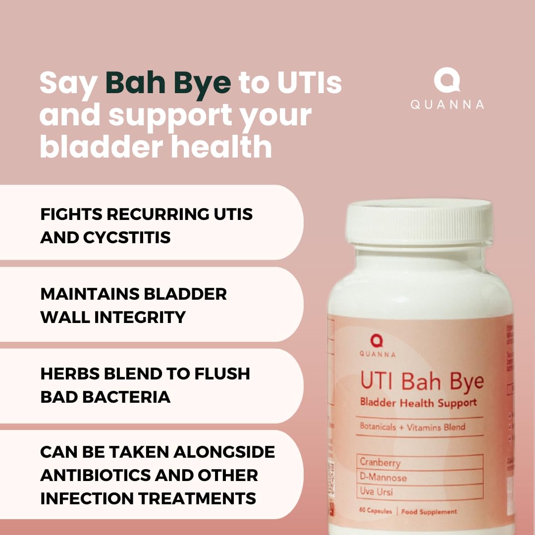 D Mannose & Cranberry Tablets for Urinary Infections | UTI Treatment for Women | Bladder & Cystitis Relief Supplements for Women | 60 Capsules | UK Manufactured - UTI Bah Bye | by Quanna