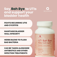 D Mannose & Cranberry Tablets for Urinary Infections | UTI Treatment for Women | Bladder & Cystitis Relief Supplements for Women | 60 Capsules | UK Manufactured - UTI Bah Bye | by Quanna