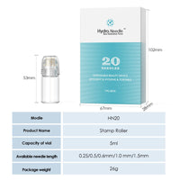 Lazzybeauty Hydra Needle 20 Derma Stamp Microneedling Pin Length 0.6 mm, Serum Applicator Bottle Reusable for Anti-aging Skin Care Hair Beard Growth Stimulation