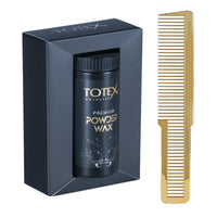 Totex Premium Hair Styling Powder Wax 20g + Wahl Style Gold Flat Top Comb | Volumising Thickening Matte Dust | Ultra Strong Hold & Matte Finish for Hair and Beard Styling