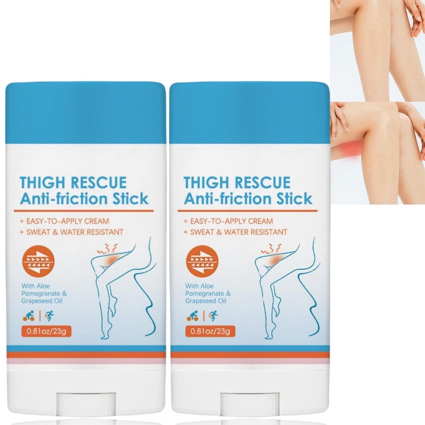Mubuni 2PCS Anti-Chafe Stick,Anti Chafing Cream Thighs,Anti Chafe Balm,Anti Friction Stick,Chafing Stick,Body Anti Chafe Balm,Glide Anti Chafing Stick,Thigh In/ner Anti-Chafing Balm,Thigh Rubbing Balm