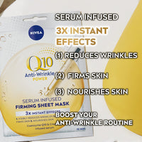 Nivea NIVEA Q10 Power Anti-Wrinkle + Firming Sheet Mask (5 Piece), Anti Ageing Moisturiser Mask, Face Mask Sheet with Coenzyme Q10, 10 Minute Anti Wrinkle Cream Mask