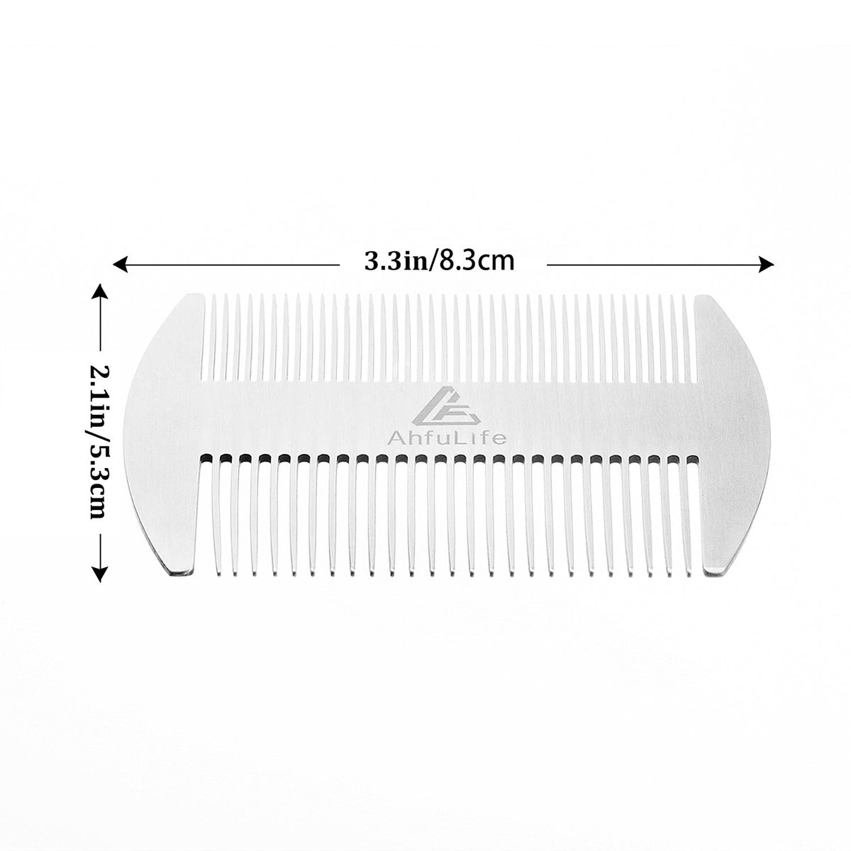 Metal Hair&Beard Comb - AhfuLife® EDC Credit Card Size Comb Perfect for Wallet and Pocket - Anti-Static Dual Action Beard Comb