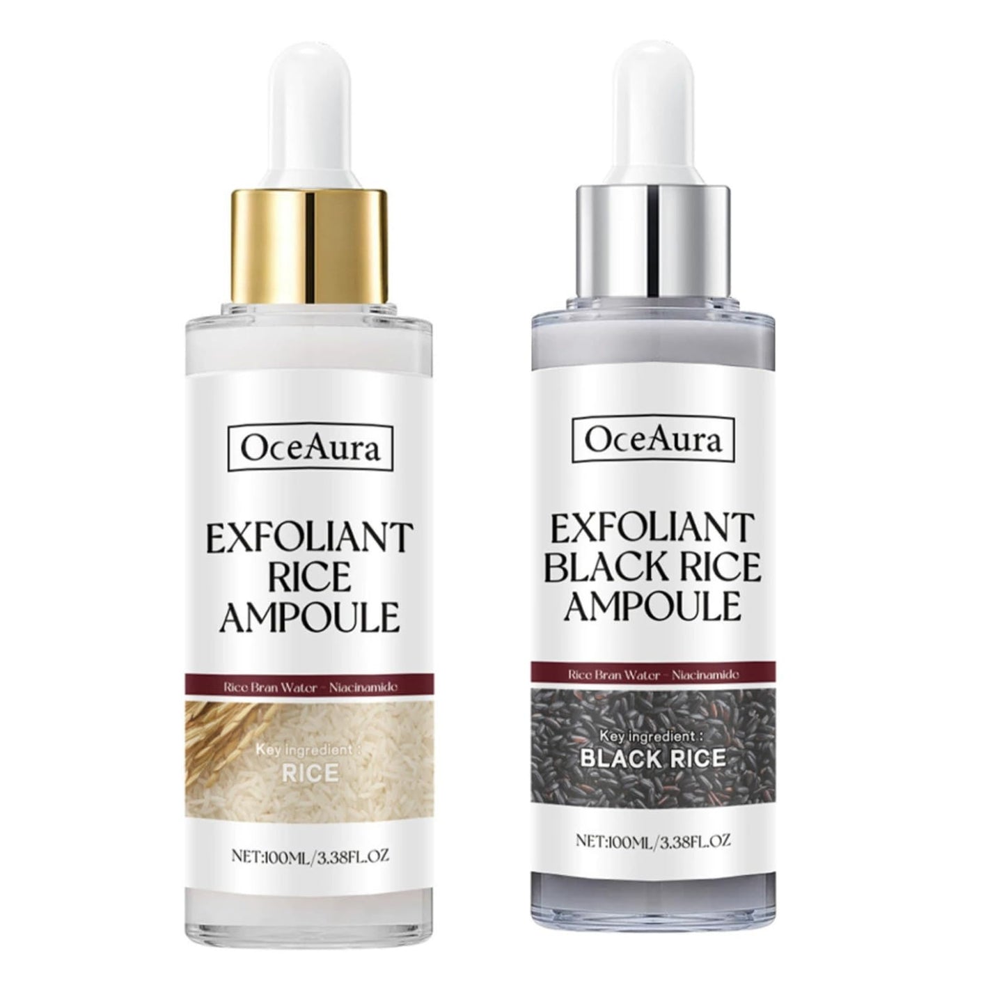 IZBEAUVO Rice Ampoule Duo White rice ampoule+Black rice ampoule Soft Exfoliating Face and Body Scrub Dead Skin Cells