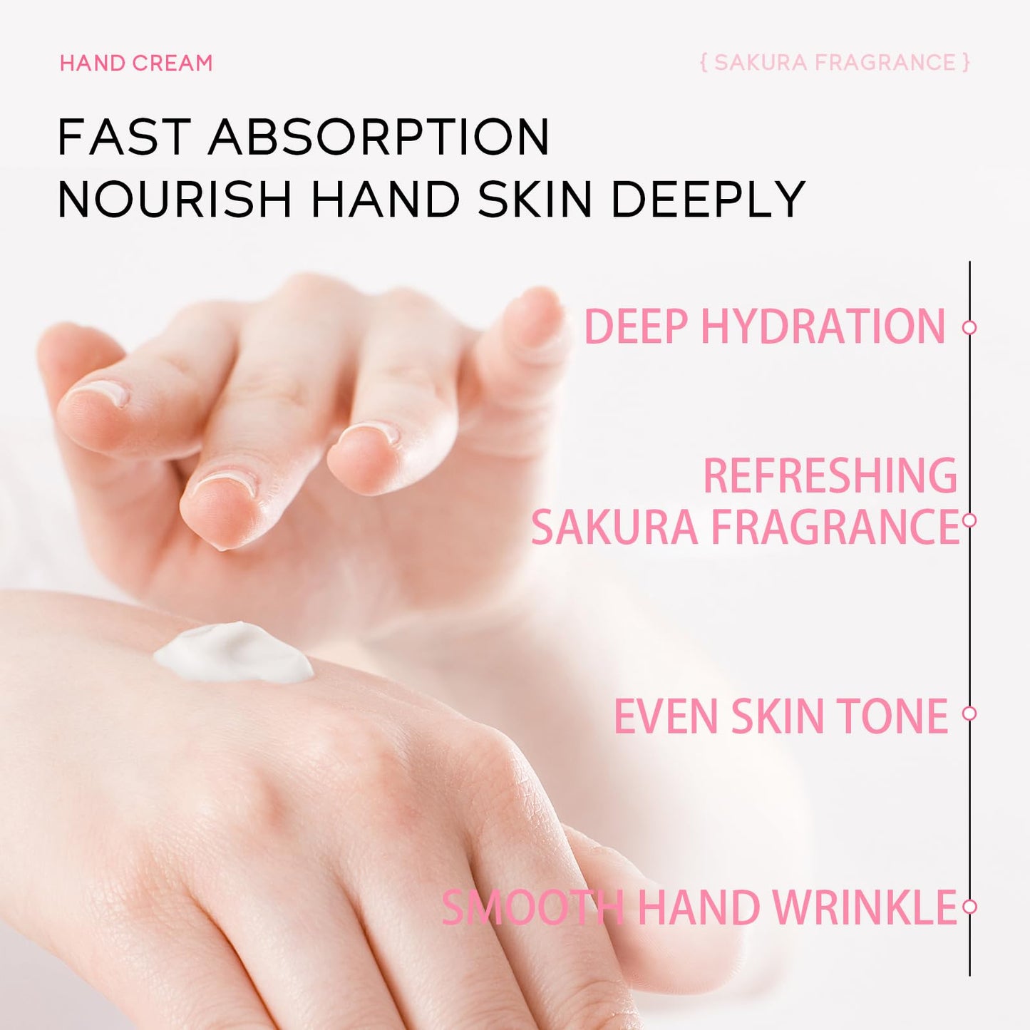 TBeautfave Japan Sakura Hand Cream, Hand Cream for Women, Cherry Blossom Hand Cream, Long-Lasting Hydration, Smooth and Radiant, Refreshing Scent, Hand Cream for Very Dry Hands, Repairs Dry Skin