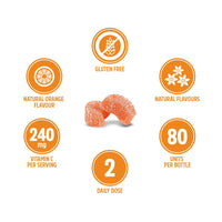 VITALDIN Vitamin C Gummies – 240 mg per Serving - 80 Chewable Gummies (40 Days’ Supply); Orange Flavour – Gluten Free Gummy – for Kids & Adults