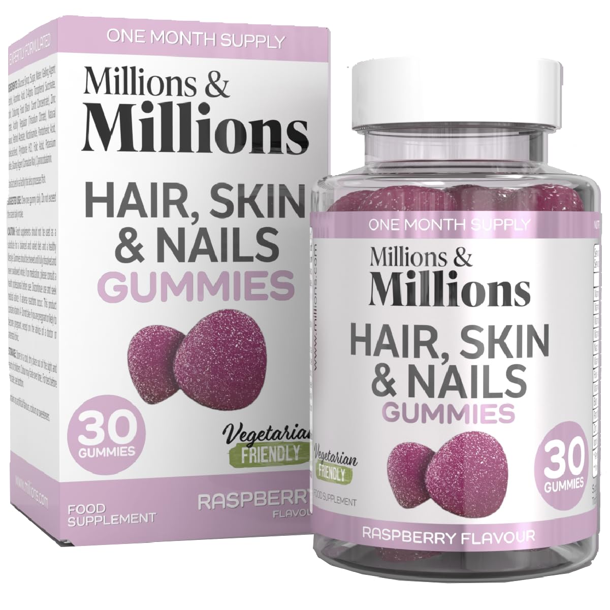 Millions & Millions - Hair, Skin & Nails Multivitamin Gummies • Maintenance of Hair, Skin & Nails • Suitable for Vegetarians • 30 Gummies • 1 Month Supply