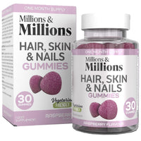Millions & Millions - Hair, Skin & Nails Multivitamin Gummies • Maintenance of Hair, Skin & Nails • Suitable for Vegetarians • 30 Gummies • 1 Month Supply