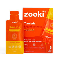 Zooki Liposomal Curcumin 750mg Liquid Turmeric Sachets, High Strength Turmeric Curcumin Supplement, Antioxidant Support, Vegan Liposomal Curcumin Liquid Turmeric (Tangerine Flavour, 14 Servings)