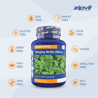 Stinging Nettle 200mg, 90 Vegetarian Tablets. Potent Antioxidant.