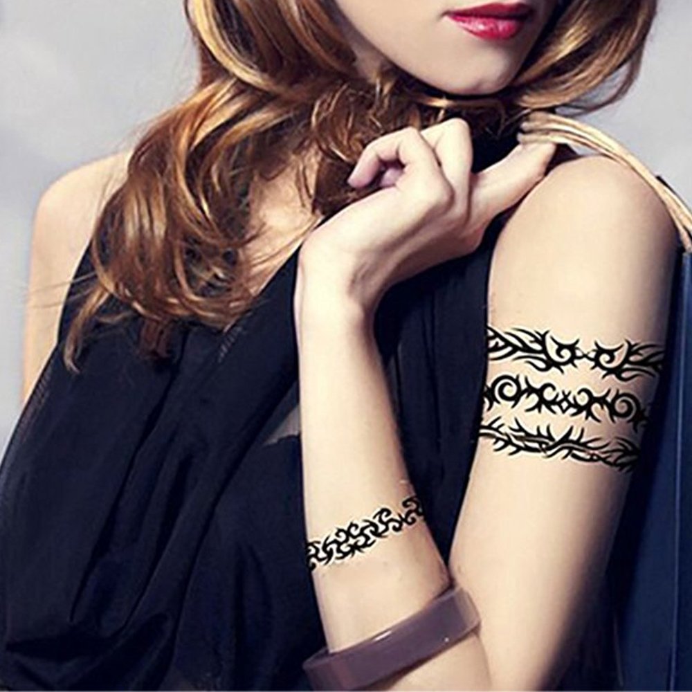 Yesallwas 10 Sheets Tribal Tattoos Spider Tattoos Dragon Temporary Tattoo Black Totem Pattern Tattoo Body Sticker for Men Women 3.54X7.48 inches (LXW)