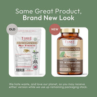 Time Health Ashwagandha - 10% Withanolides - Maximum Strength - Maximum Benefits - UK Manufactured - Zero Additives - Pullulan (120 Capsules)